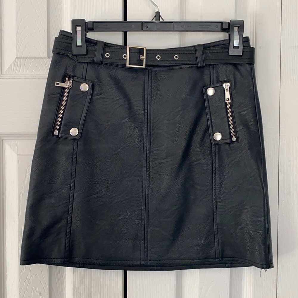 Topshop Leather Moto Skirt
